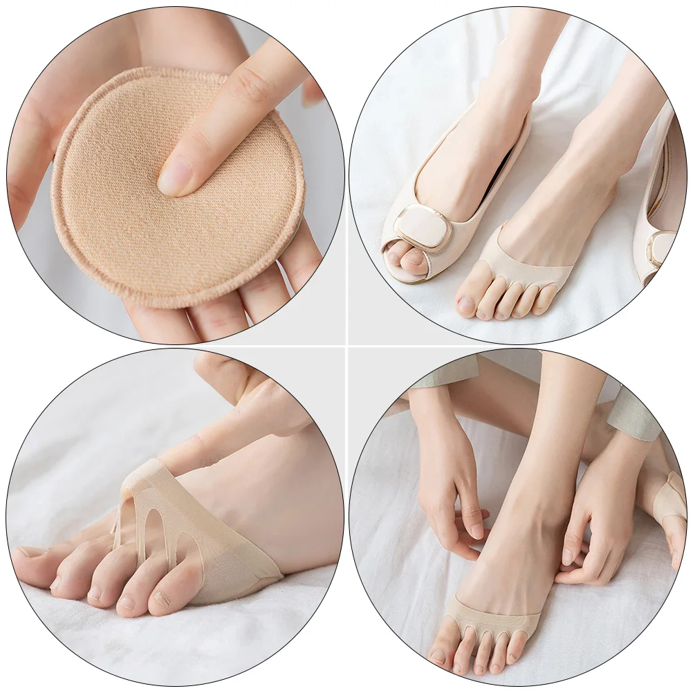 4 pares de calcetines invisibles finos de medio dedo para mujer, antideslizantes, de algodón, Color de piel, primavera y verano, calcetín sin dedos, herramienta para el cuidado de los pies, tacón alto