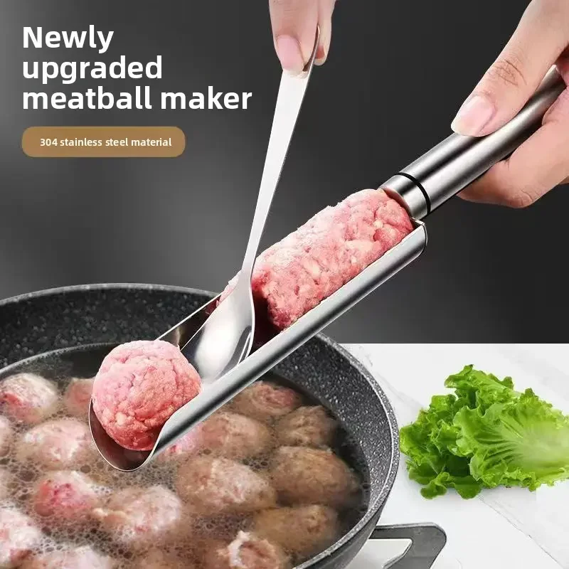 

Машина для приготовления фрикаделек из нержавеющей стали, кухонный инструмент 3-в-1 с 1 ручкой и 1 ложкой, простая в использовании машина для приготовления фрикаделек, гаджеты для домашней кухни и выпечки