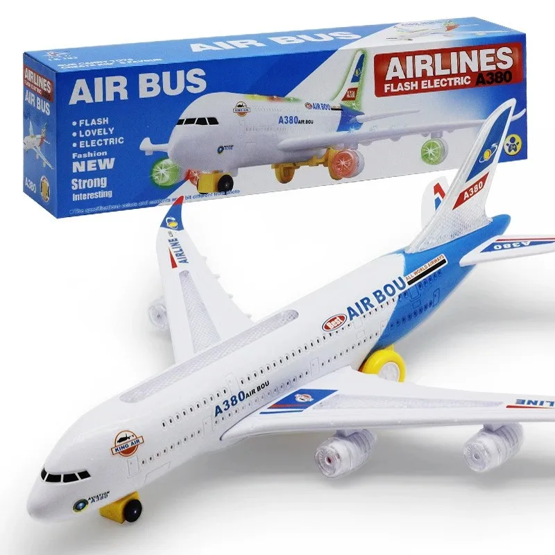 43cm Electronic Airplane With Music Autopilot Flash Sound Aircraft Automatic Rotation Plane Educational Toy Gift For Children