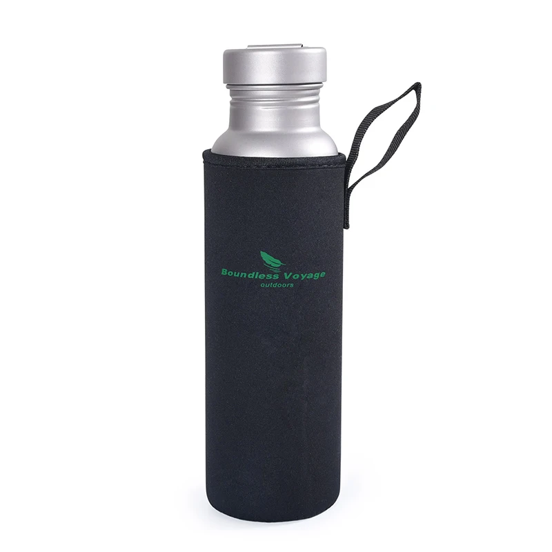 

Boundless Voyage Titanium Water Bottle 27oz Outdoor Camping Tableware Travel Backpack Sport Bottles with Storage Bag 800ml