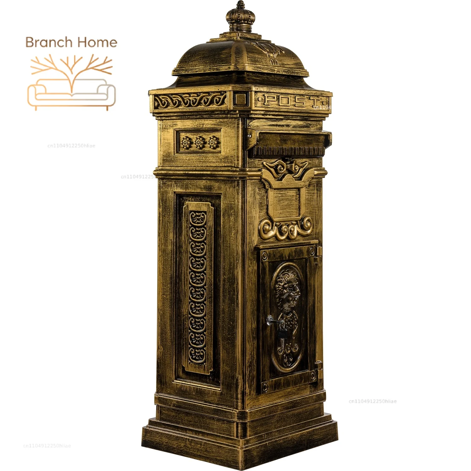 Freestanding UK mailbox, waterproof and anti-theft outdoor parcel delivery box, aluminum garden mailbox.