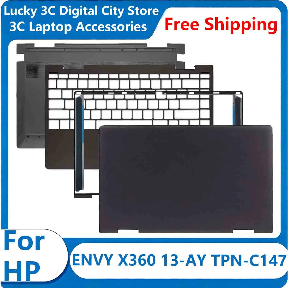 New For HP ENVY X360 13-AY TPN-C147 Replacement Laptop LCD Back Cover Front Bezel Palmrest Bottom Case Brown L94498-001