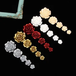 Resin Rose Flower Charms Beads Part For DIY Jewelry Making 10mm-25mm Flatback Roses Cabochons Color Handmade Accessories Supply