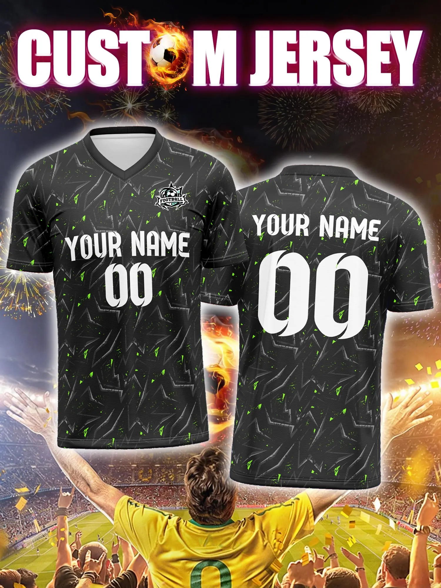 

Спортивная футболка с V-образным вырезом для взрослых и детей, с индивидуальным именем и номером, быстросохнущая, модная, с сублимационной печатью, 2026