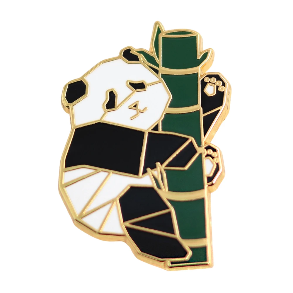 Origami Panda Bamboo Enamel Pin Kawaii Origami Animal Bear Badge Panda Lover Gift Collect Souvenirs Backpack Decorative