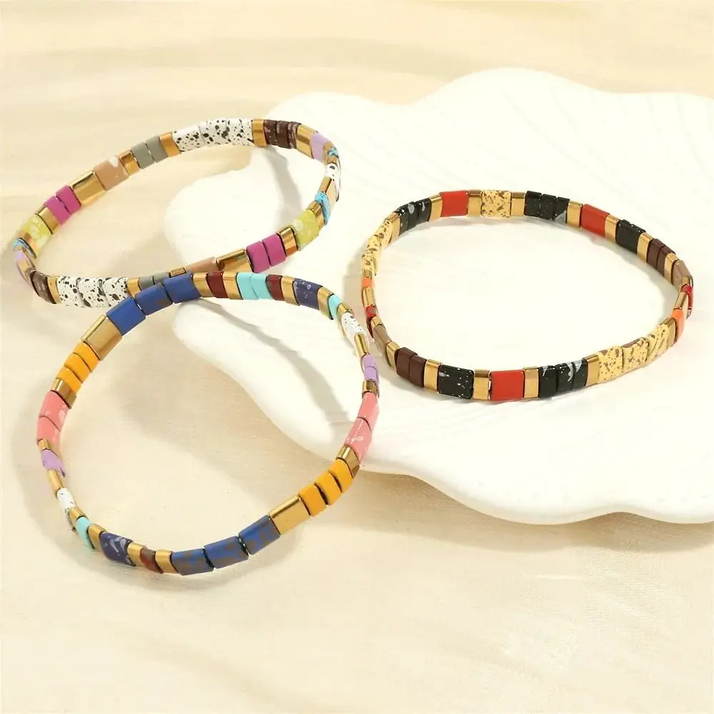 Fashion Colorful Tila Beads Bracelet Beads Geometric Type Elastic Bracelet Stackable Bracelet Jewelry - view 3
