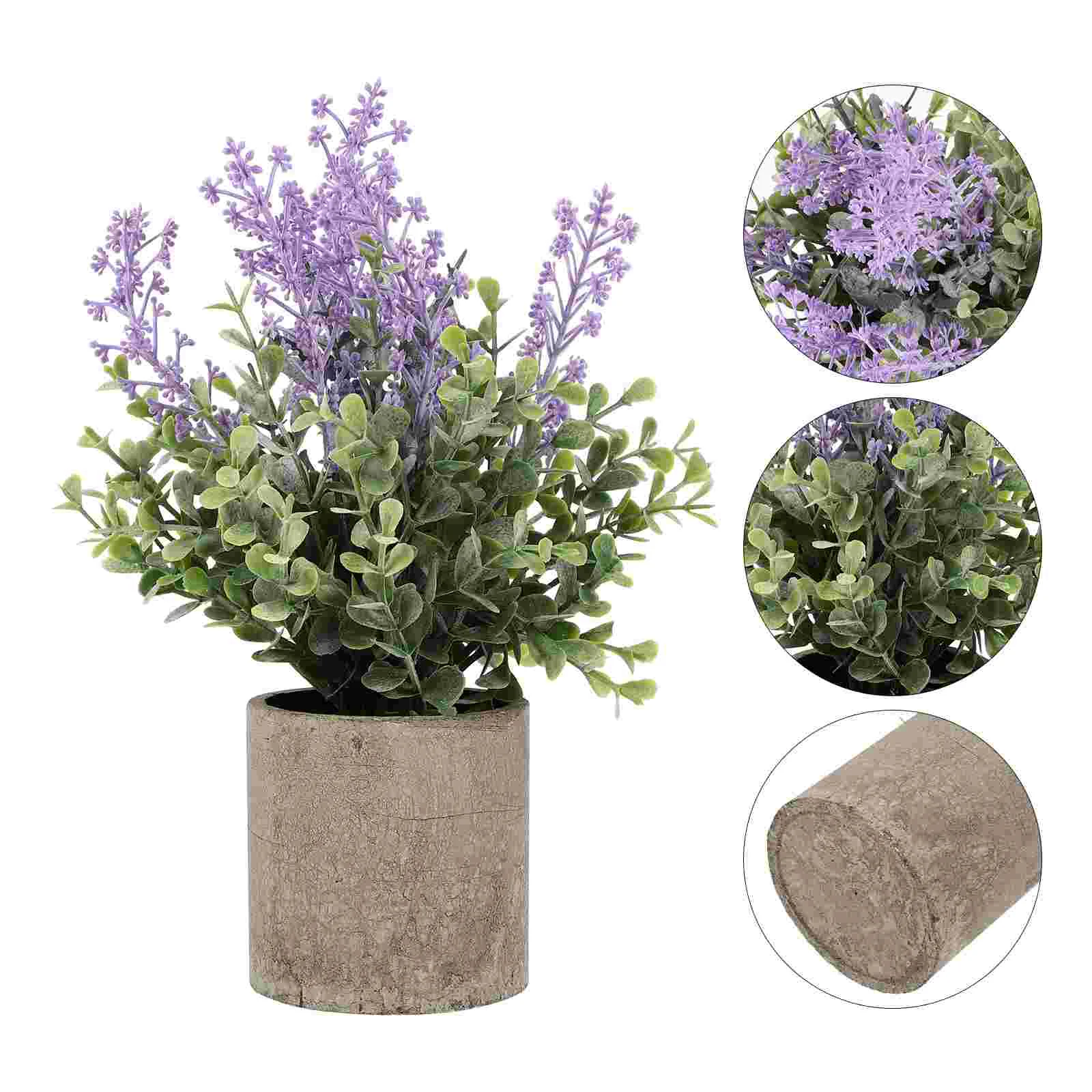 Potted Plant Simulation Ornament Imitation Artificial Bonsai Adornment Decor Lifelike Lavender Indoor Plants