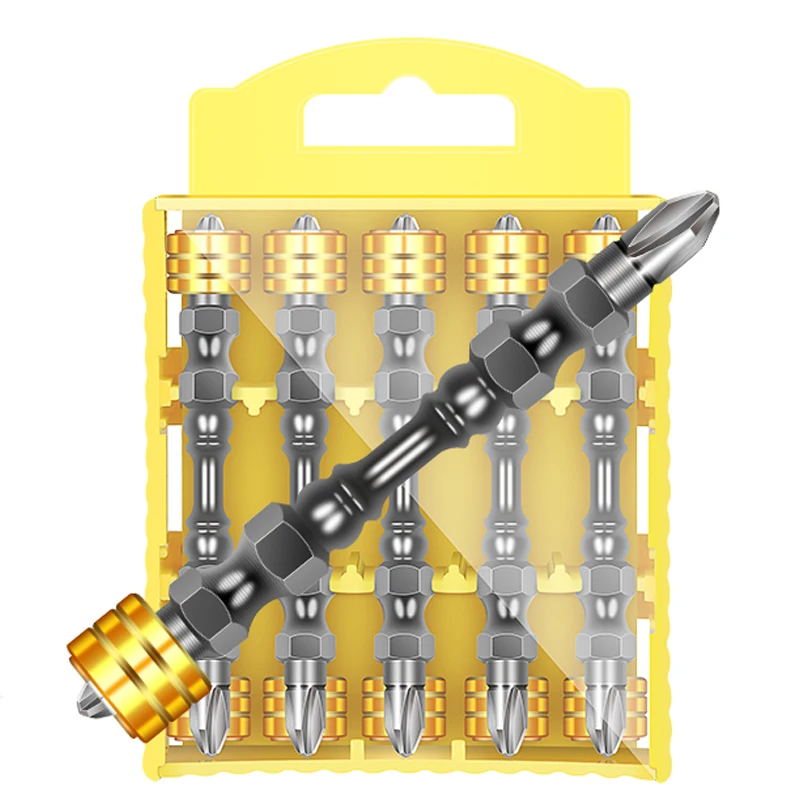 

10pcs 65mm/110mm Screwdriver Bit Set Double Head Magnetic Bits 1/4'' Hex Shank D1 Steel For Electric Screw Driver Cross Head