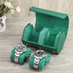 CONTACTS FAMILY 2 Watches Roll Case Watch Holder Box Travel Wrist Jewelry Storage Organizer Portable Leather Watch Case