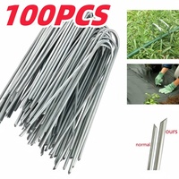 U-shaped Ground Pegs U-type Garden Pins with Buffer Washers Garden Pegs for Securing Weed Landscape Fabric Netting Garden Lawn