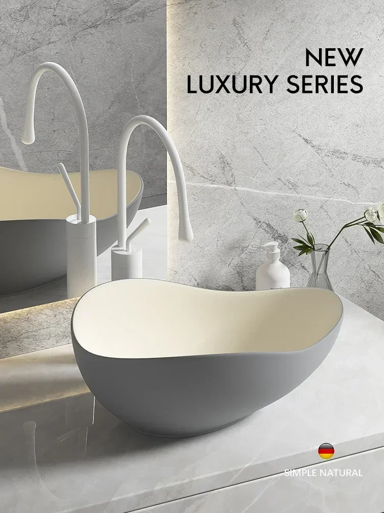 

Nordic Ceramic Table Basin Art Hotel Wash Inter-Platform Cream Color Wash Home Deepening Wash Single