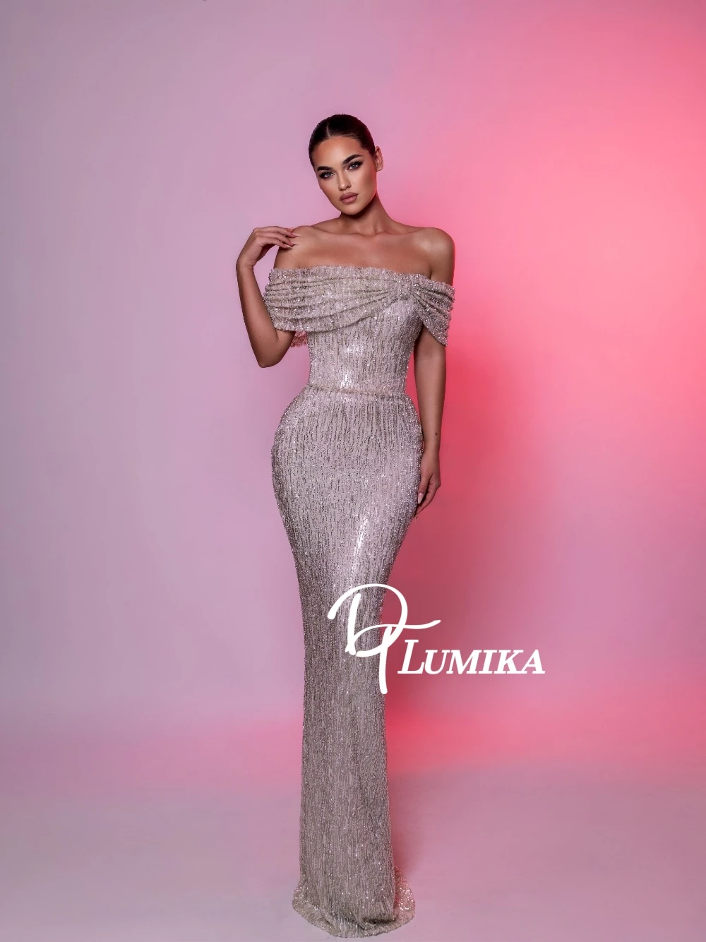 

Sparkling Bodycon Evening Dress Off Shoulder Graceful Customized Prom Gown Modern Charming Long Party Birthday Women Wear