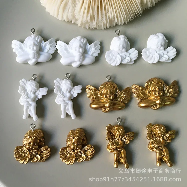 5pcs baroque gilded cherub angel Pendant Charms for Necklace Bracelet Earrings Jewelry Making Diy Findings