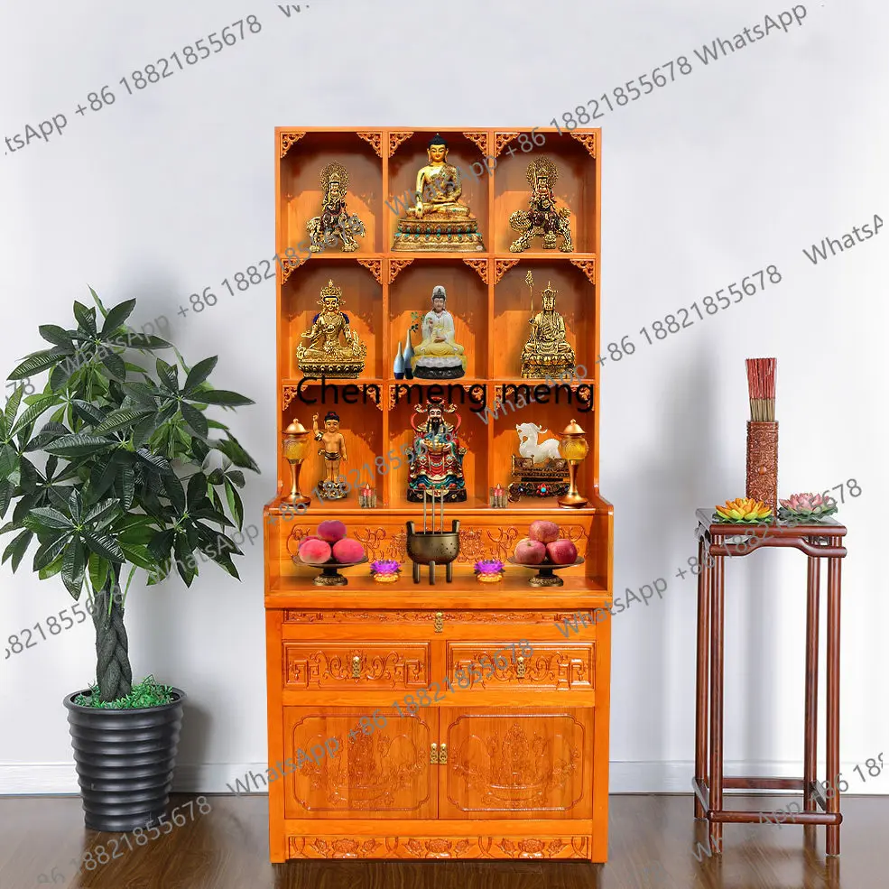 Solid wood to attract wealth and treasure, God of Wealth table, Buddhist niche, Buddhist cabinet, household shrine, shrine