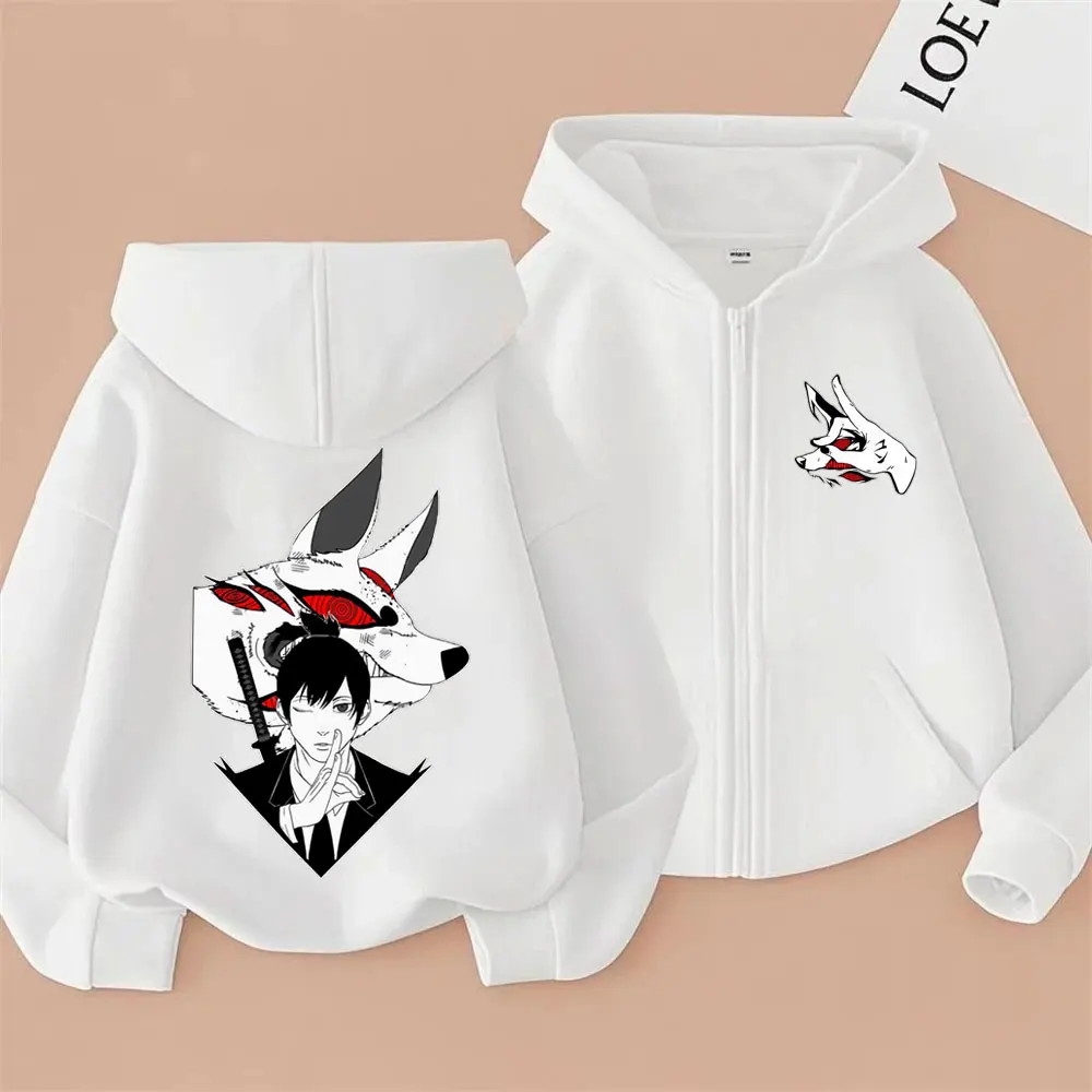 أنيمي بالمنشار رجل هاياكاوا آكي استدعاء الثعلب الشيطان كون الجرافيك قلنسوة بسحاب الرجال النساء موضة مانغا عشاق ميرش زمم سترة