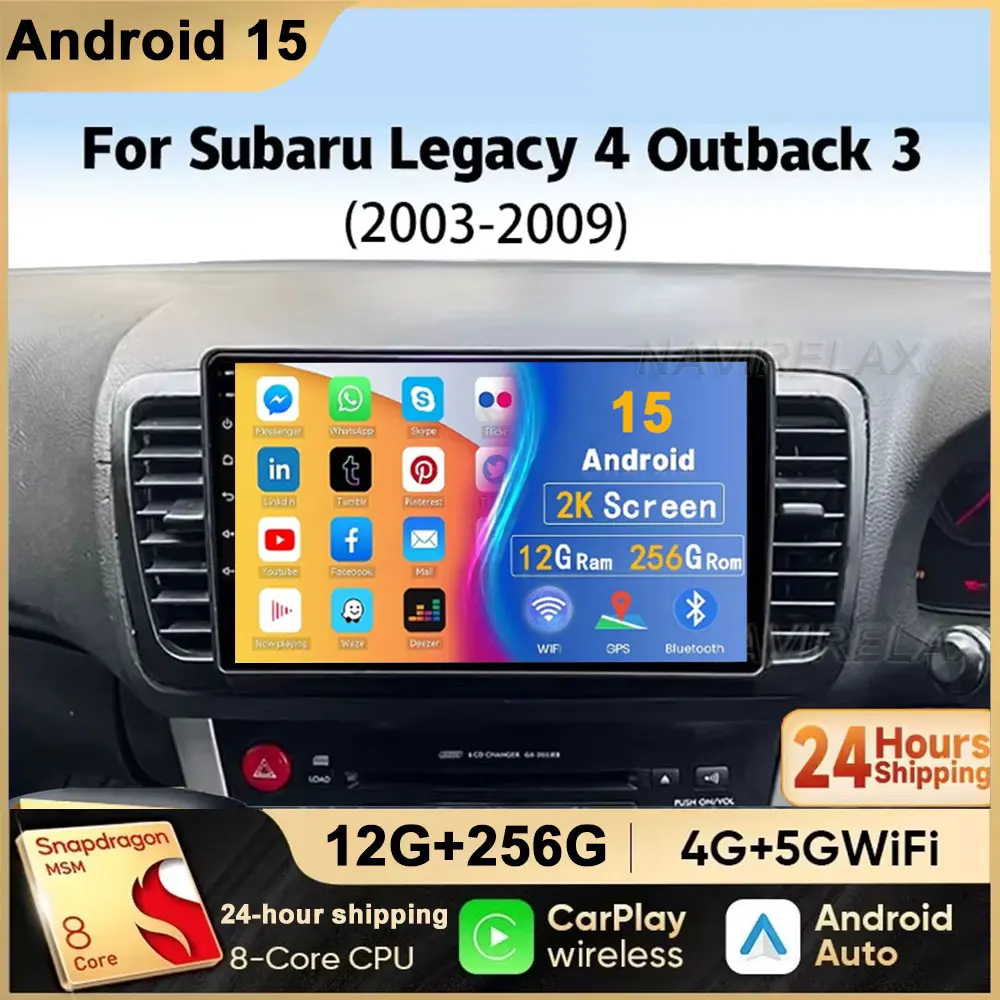

Для Subaru Outback 3 Legacy 4 2003 2004 2005 2009 навигационная головка Android 15 Unit BT мультимедийный Viedo Player 5G WIFI автомобильное радио