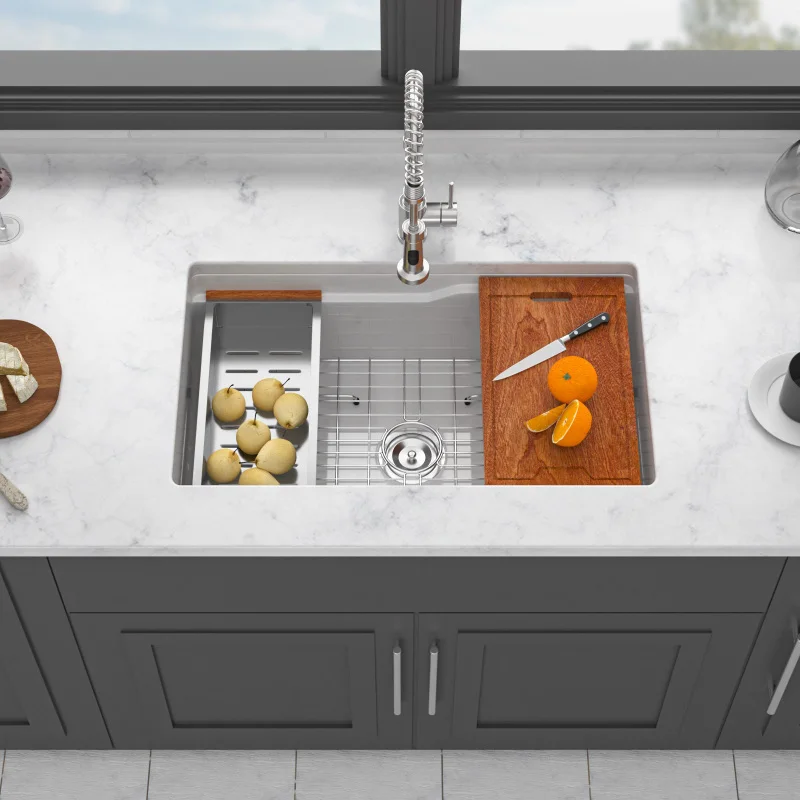 

Undermount Workstation Single Bowl Porcelain Ceramic Kitchen Sink Dual Mount White Ceramic Rectangular Single Bowl Sink Basin