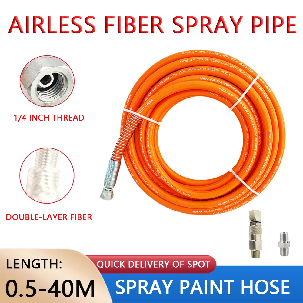 

1/4" Double-Layer Thickened Flexible Fiber Tube High-Pressure Airless Spray Paint Hose 0.5-40M Spray Machine Universal 7250PSI