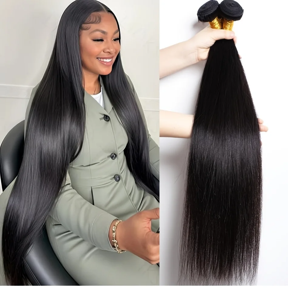 

100% натуральные человеческие волосы, прямые, класс 12А, в пучках, 12-30 дюймов, натуральный черный цвет, 3 пучка, необработанные, для наращивания, парик из натуральных волос.