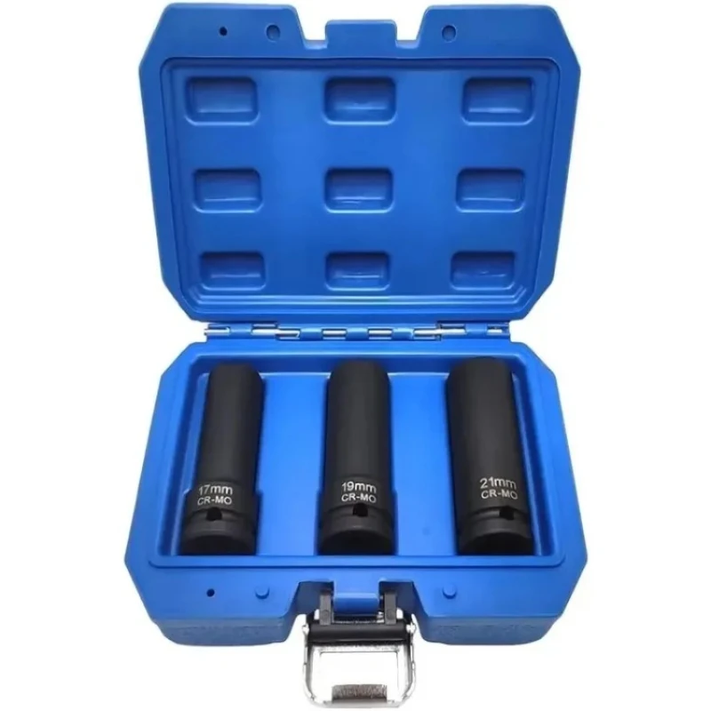 

3Pcs 1/2 Drive Wheel Nut Extractor Socket Set Cr Mo Impact Bolt Nut Remover Tool 17mm 19mm 21mm For Car Tire Repair