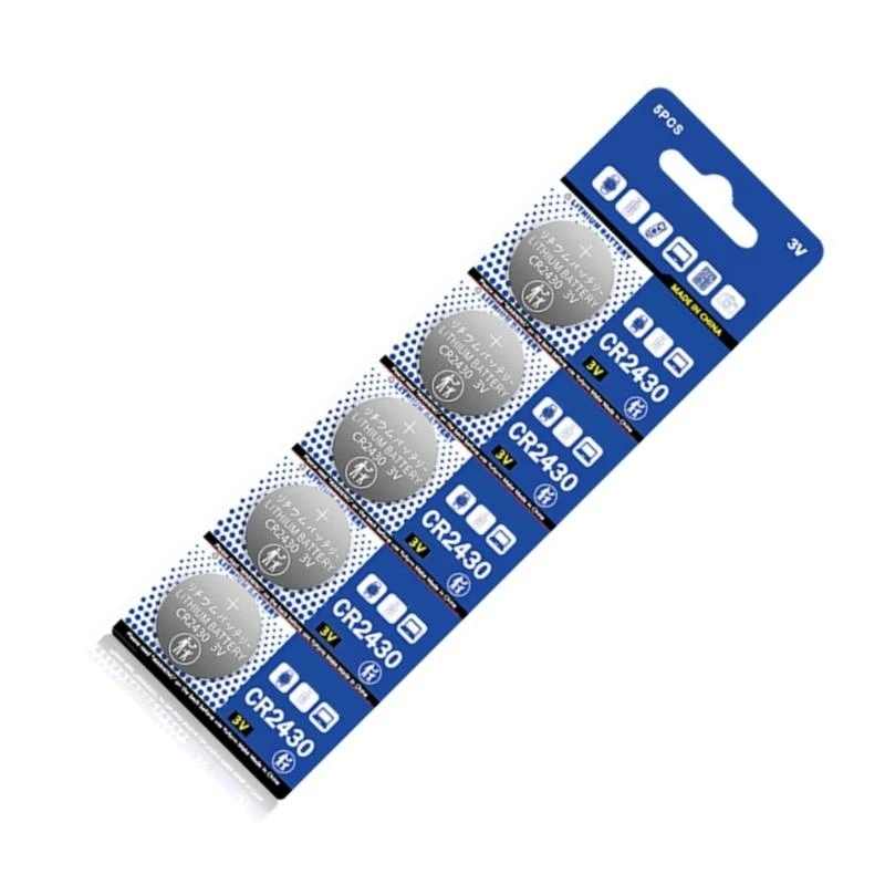 090F 3V 270MAH CR2430 Lithium Button Button Batteries 5Pack للكاميرات وأضواء LED