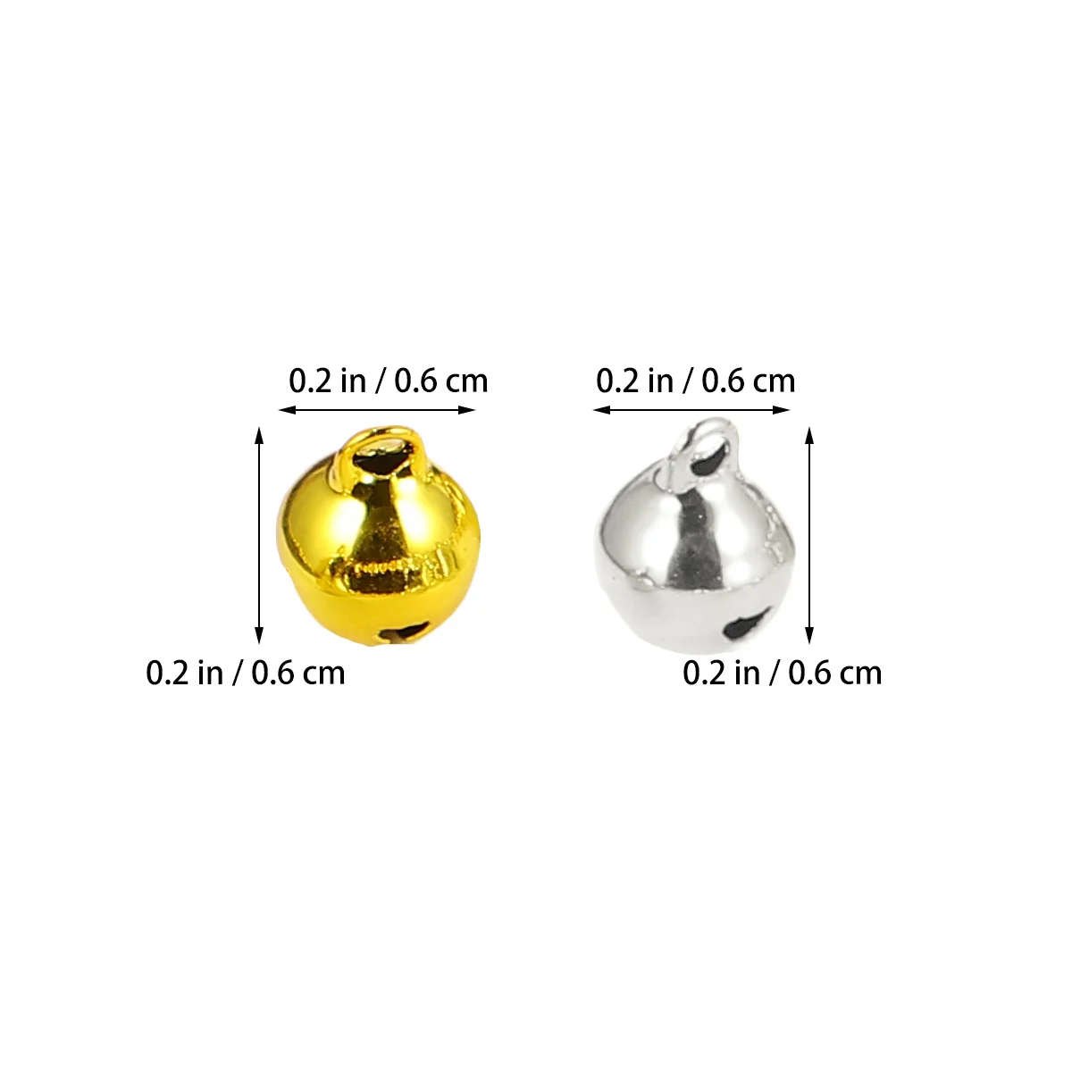 

200Pcs Keychain Pendant Jingle Bells 10mm Golden Silver DIY Christmas Tree Pendant Crafts Pet Bells Decor Festival