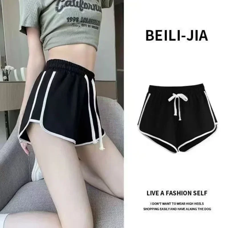 

2026 Summer New Women's Solid Color Casual Comfortable Elastic High Waist Running Fitness Training Breathable Yoga Shorts