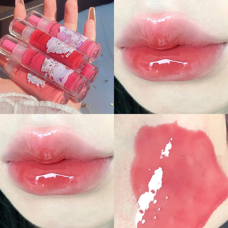 6Color Cat Mirror Lip Glaze High Gloss Moisturizing Sexy Red Lip Tint Lipstick Lip Essence Long Lasting Lipgloss Korean Cosmetic