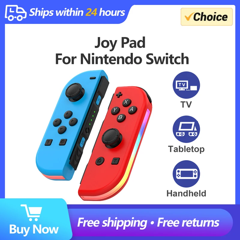 NS JOYCON BT 5.2 Joy Controller RGB LED Switch Joypad with Dual Vibration for Nintendo Switch Lite Oled JoyCon Gamepads Joystick