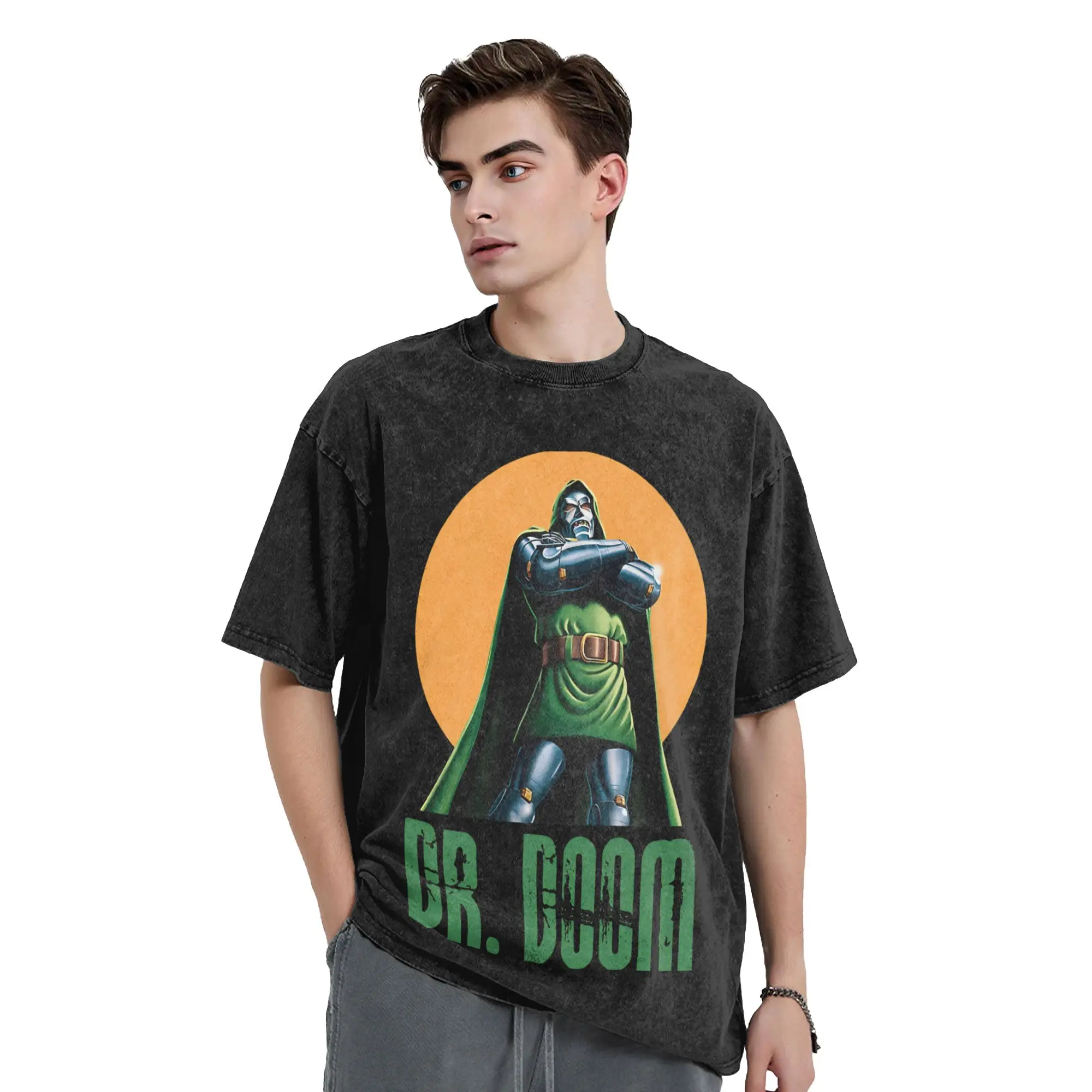 Oversized Washed T-Shirt DR  Dooms Cotton T-Shirts  Popular Tee Shirt for Couple Beach Awesome Printed Clothes