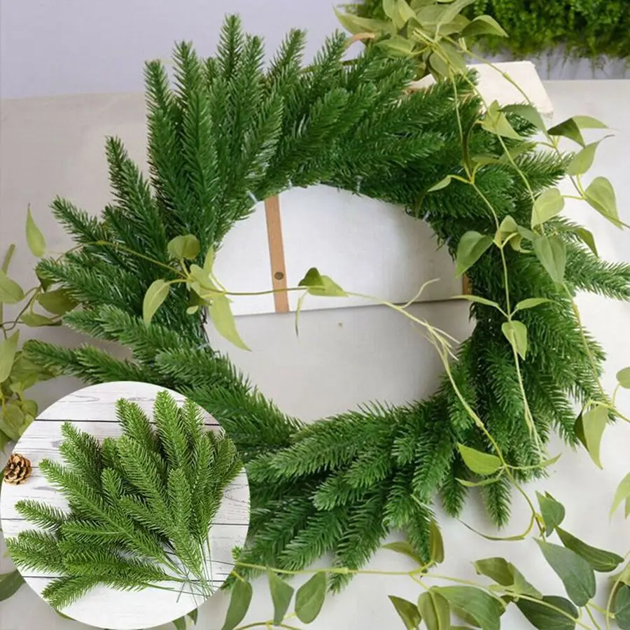 40/80Pcs Artificial Plants Pine Needle Home Room Outdoor Garden Arch Decora Accessory Wedding Christmas Tree Diy Gifts Box Props