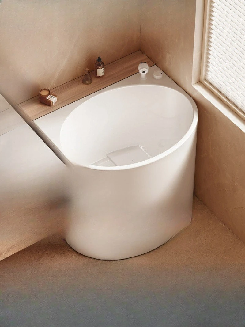 

Small apartment bathtub acrylic household mini integrated Japanese deep bubble small bathtub bath bucket adult bathtub