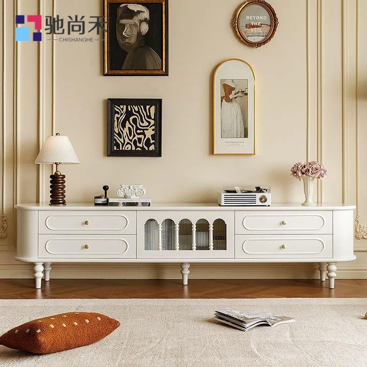 LH TV Cabinet Living Room Household Coffee Table Combination Storage Integrated Cream TV Cabinet