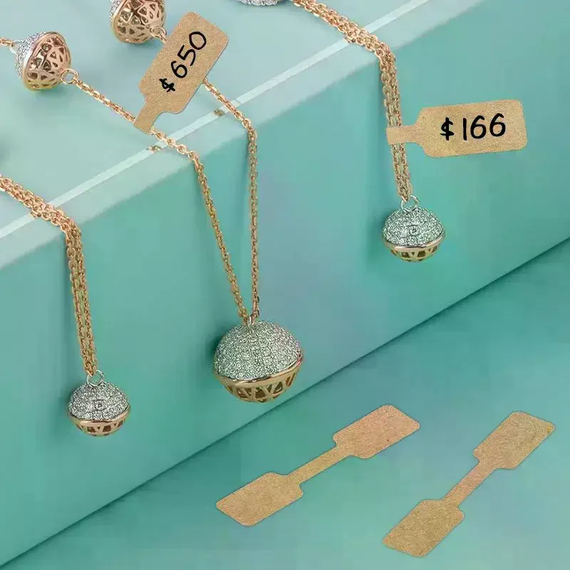 500pc/roll Price Stickers Jewelry Price Tags Self Adhesive White Blank Sticker Kraft Paper Ring Necklace Ring Earring Price