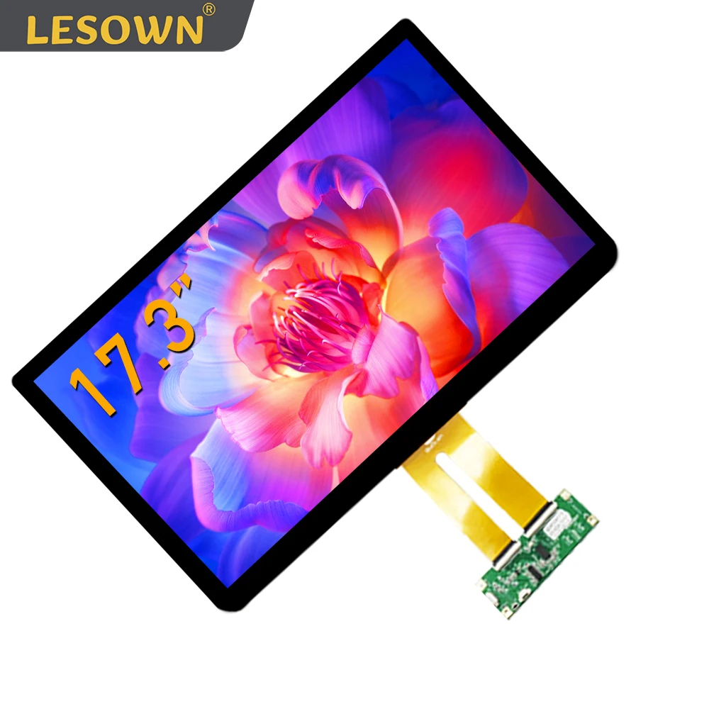 LESOWN Full HD 1080P IPS Secondary Screen 17.3 inch Wide Touchscreen HDMI VGA LCD Display Module for Intelligent Central Control