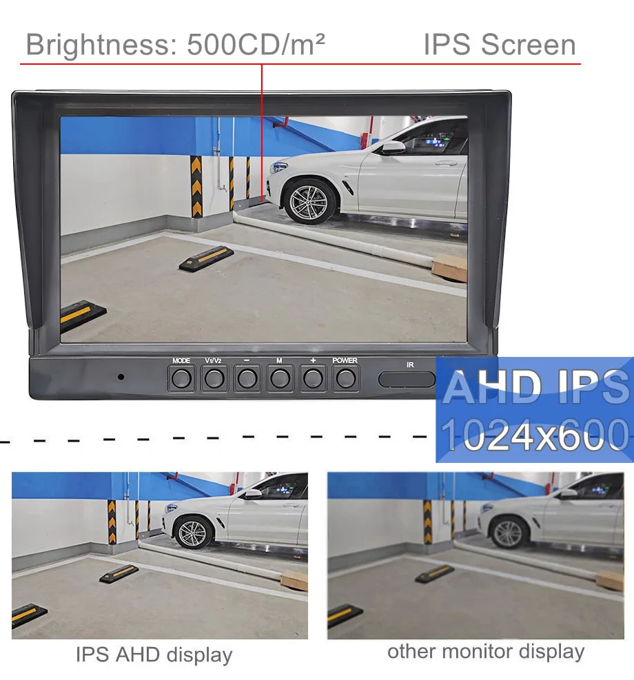 DIYKIT 1080P 9inch AHD IPS Rear View Car Monitor IP68 Waterproof Starlight AHD Rear View Camera for Car Bus Houseboat Truck