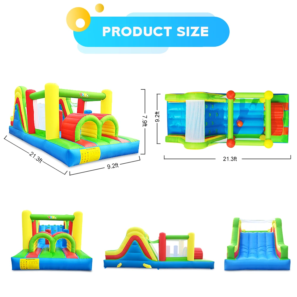 Inflatable Bounce House Obstacle Course for Kids - Indoor Outdoor Birthday Party Event Entertainment Toy Game
