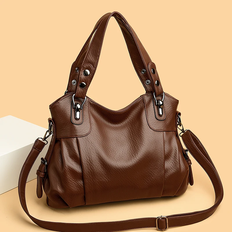 

Genuine Brand High Quality Pu Leather Casual Tote Luxury Handbags Women Bag 2025 Designer Shoulder Top-handle Bags for Women Sac