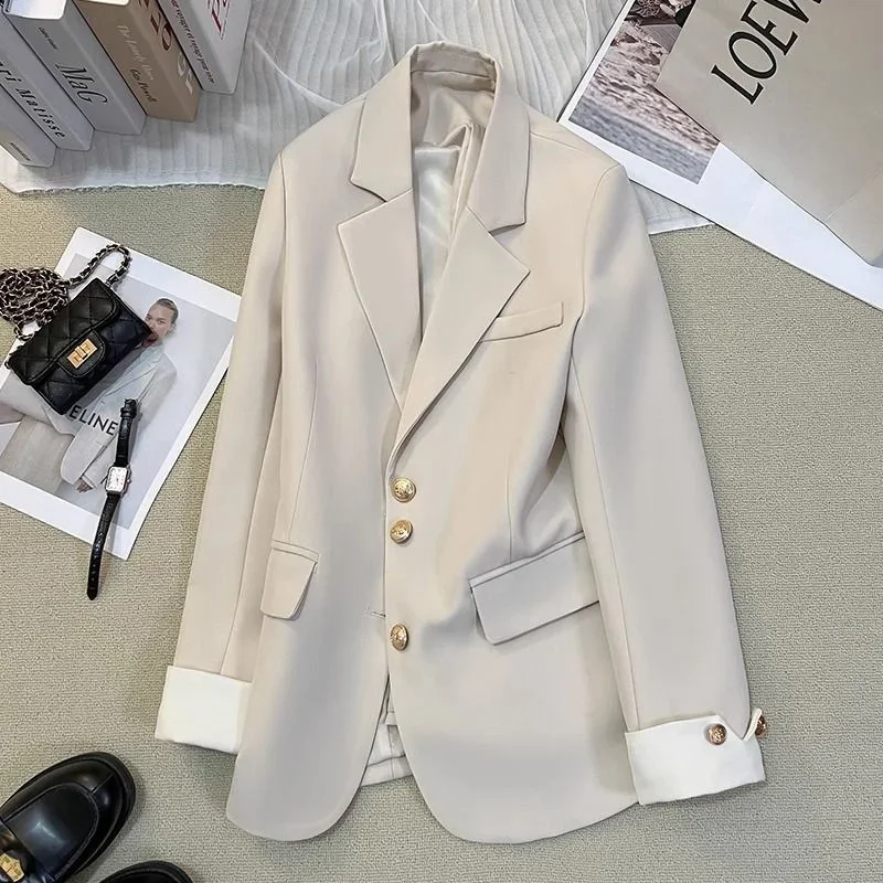 

2024 New Suit Jacket Women's Spring Autumn Long Sleeve Single Breasted Business Outerwear Stylish Tops Lady Blazers Outerwears