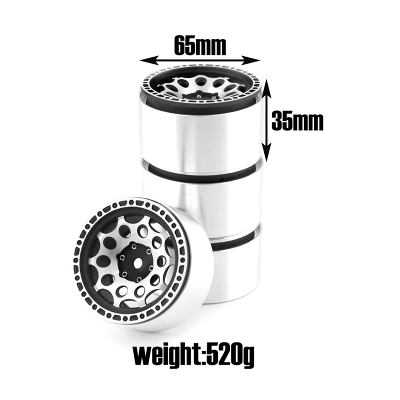 Ruote in lega da 2.2 pollici Ruote per auto giocattolo 1/10 Simulazione Auto da arrampicata Ruote per pneumatici con bloccaggio adatte per ruote per auto giocattolo SCX10 TRX-4