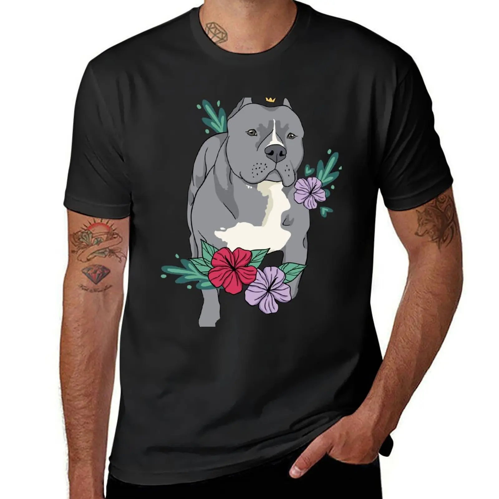 Floral American Bully T-Shirt vintage oversized Men's t-shirt