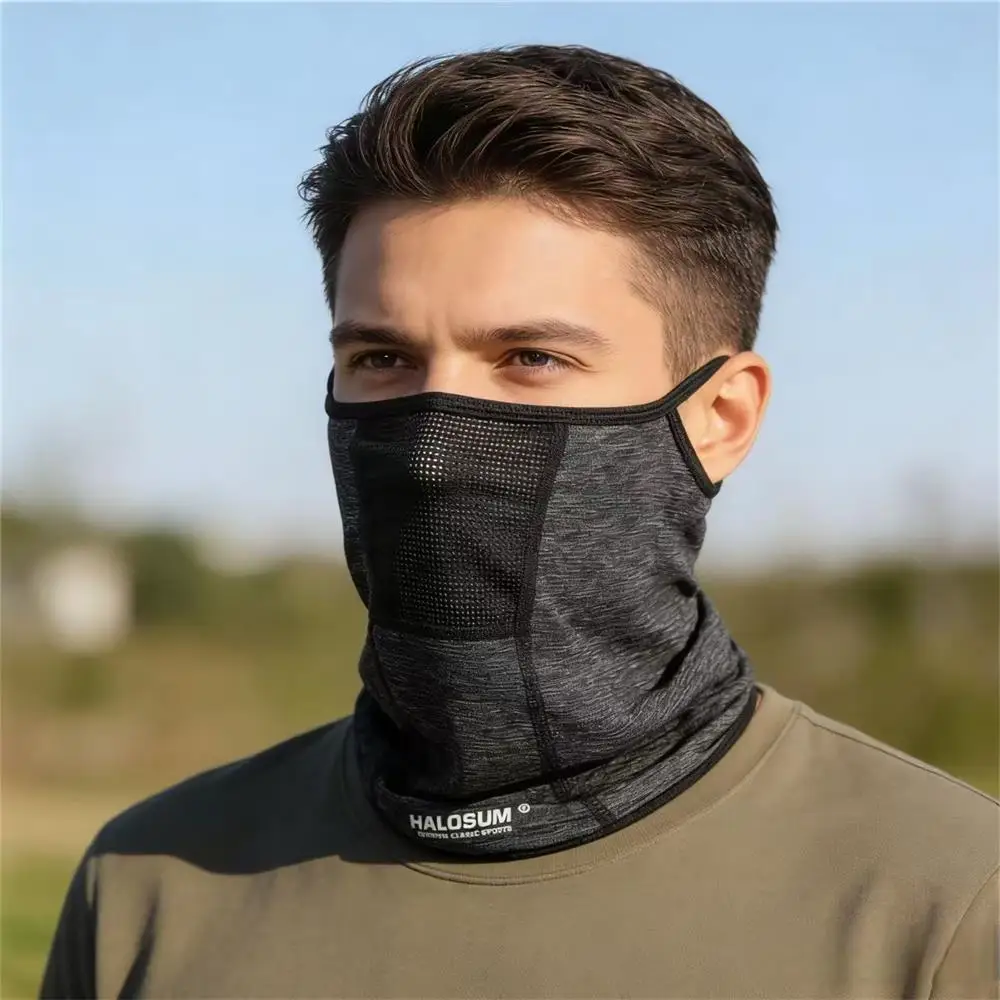 Mascarilla Facial Transpirable de Malla de Seda de Hielo para Hombres y Mujeres, Bragas de Cuello Cortavientos para Ciclismo, Senderismo, Deportes al Aire Libre con Lazos para las Orejas