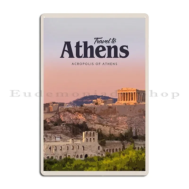 علامات أثينا المعدنية الكلاسيكية تخلق لوحات جدار الكهف ولوحات اليونان أثينا تين تسجيل ملصق