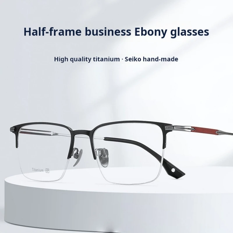 YIMARUILI High Quality Men's Half Frame Pure Titanium Glasses Ultralight Business Optical Prescription Eyeglasses Frame 18231 - Image 3