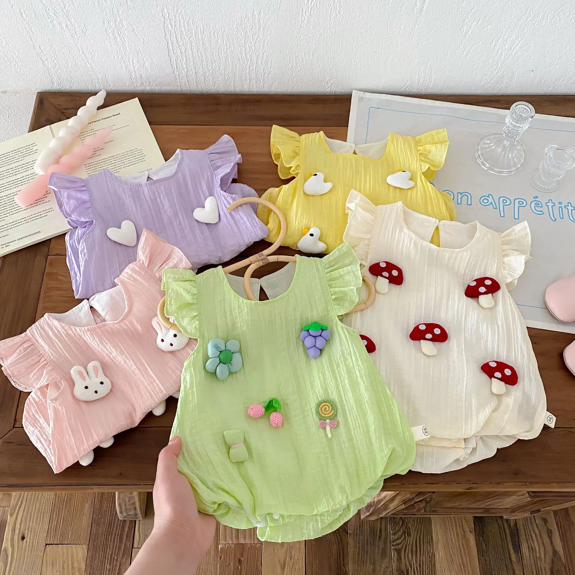 

Baby Super Cute Bag Fart Clothes 0-2 years Old Sweet Cute Children's Clothing Female Baby Cartoon Doll Jumpsuit 2024 Summer New