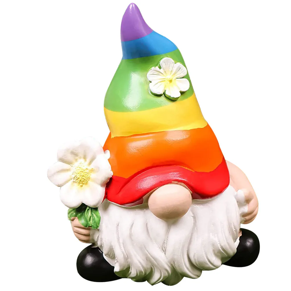 Garden Gnome Resin Statue Bright Colorful Cute Lawn Decor Outdoor Table Pond Yard Decorative Ornament Garden Adornment