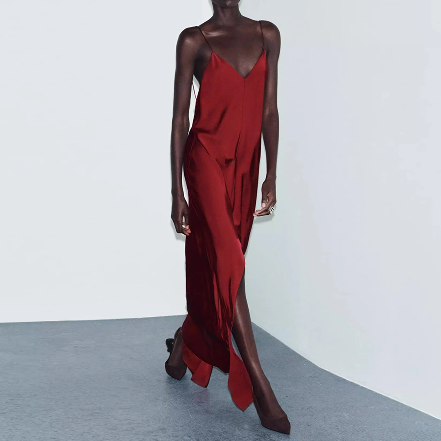 Faionable Silk Satin Feel Strapl Dr Elegance Personali Women's Clothing 2025 Winter New Arrival Z Brand