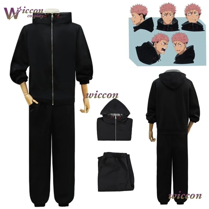 

Костюм для косплея Юдзи Итадори из аниме «ВуХу Фантазия»: худи, брюки, униформа, пальто, черная одежда для мужчин на Хэллоуин и карнавал