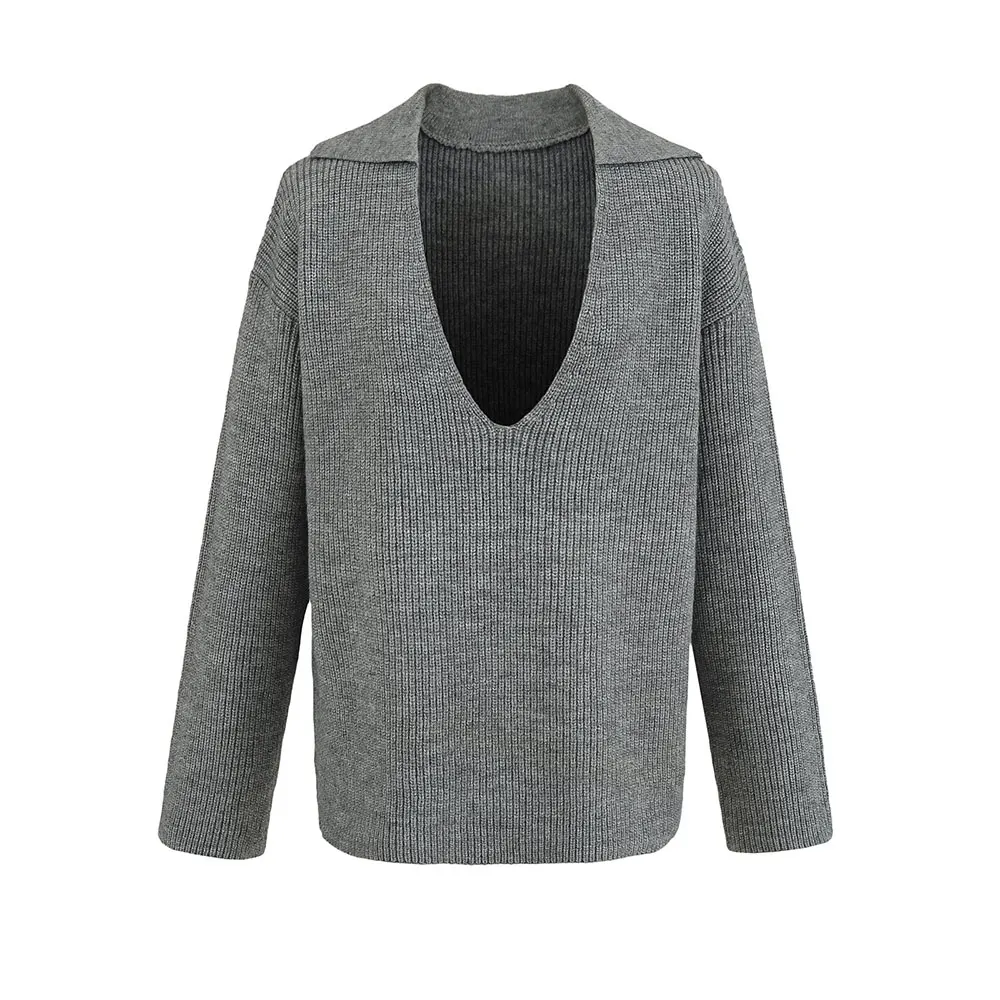 

Женский вязаный топ с v-образным вырезом, повседневная мода, простой стиль для шорт, костюм, эксклюзивный европейско-американский INS, модный