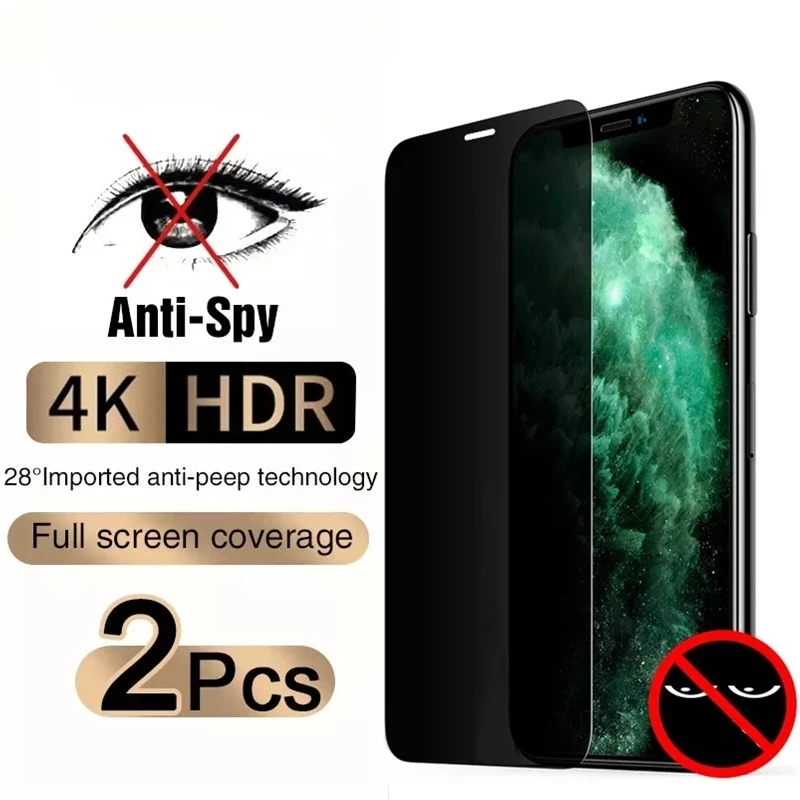 Full Cover Anti-Spy Screen Protector For iPhone 11 12 13 PRO MAX Privacy Glass For iPhone SE 3 7 8 Plus XS Max XR Tempered Glass